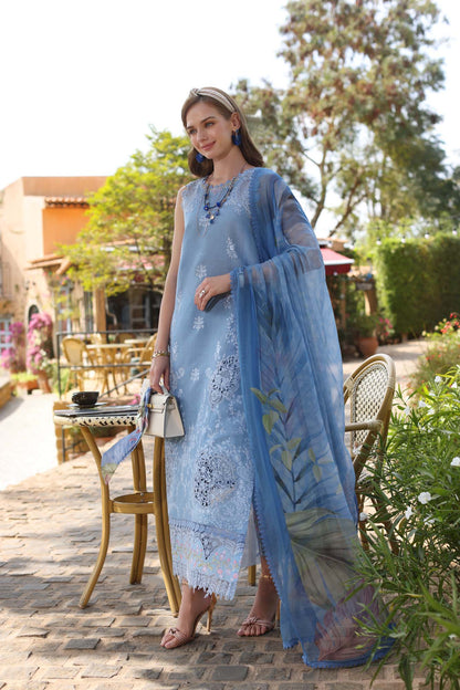 Noor by Saadia Asad | Luxe Chikankari 25 | D4-B M Ice Blue Lawn
