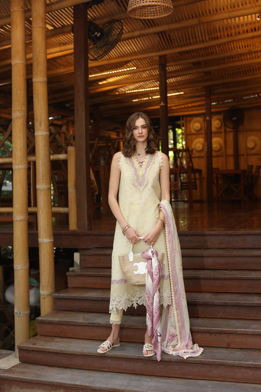 Noor by Saadia Asad | Eid Luxe Printedkari | D9-A XS Ivory Lawn