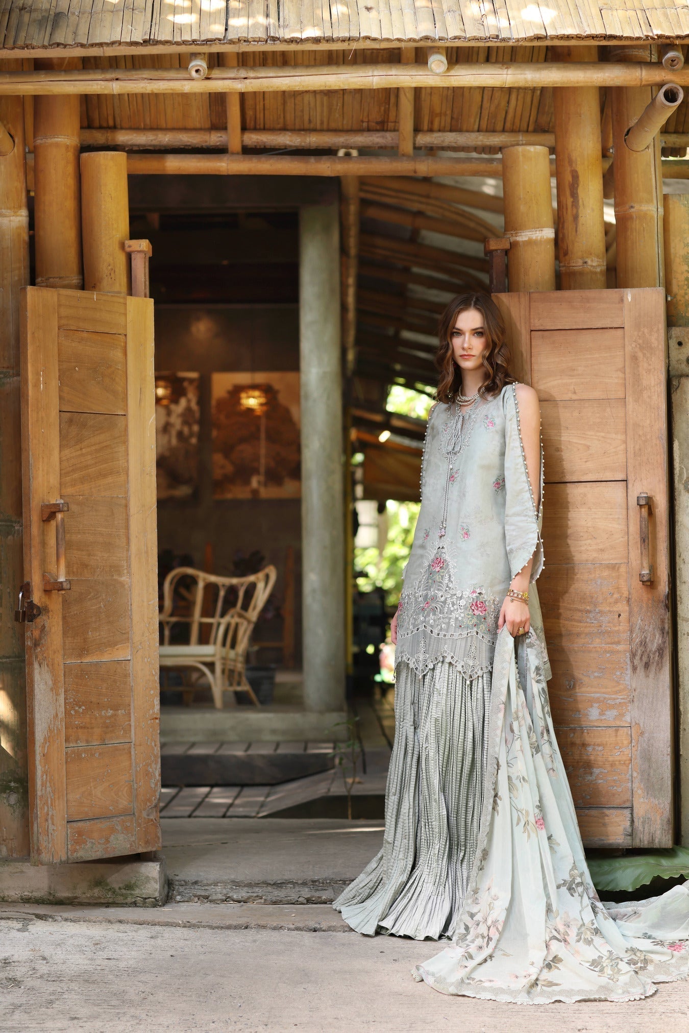 Noor by Saadia Asad | Eid Luxe Printedkari | D2-A S Mint Lawn