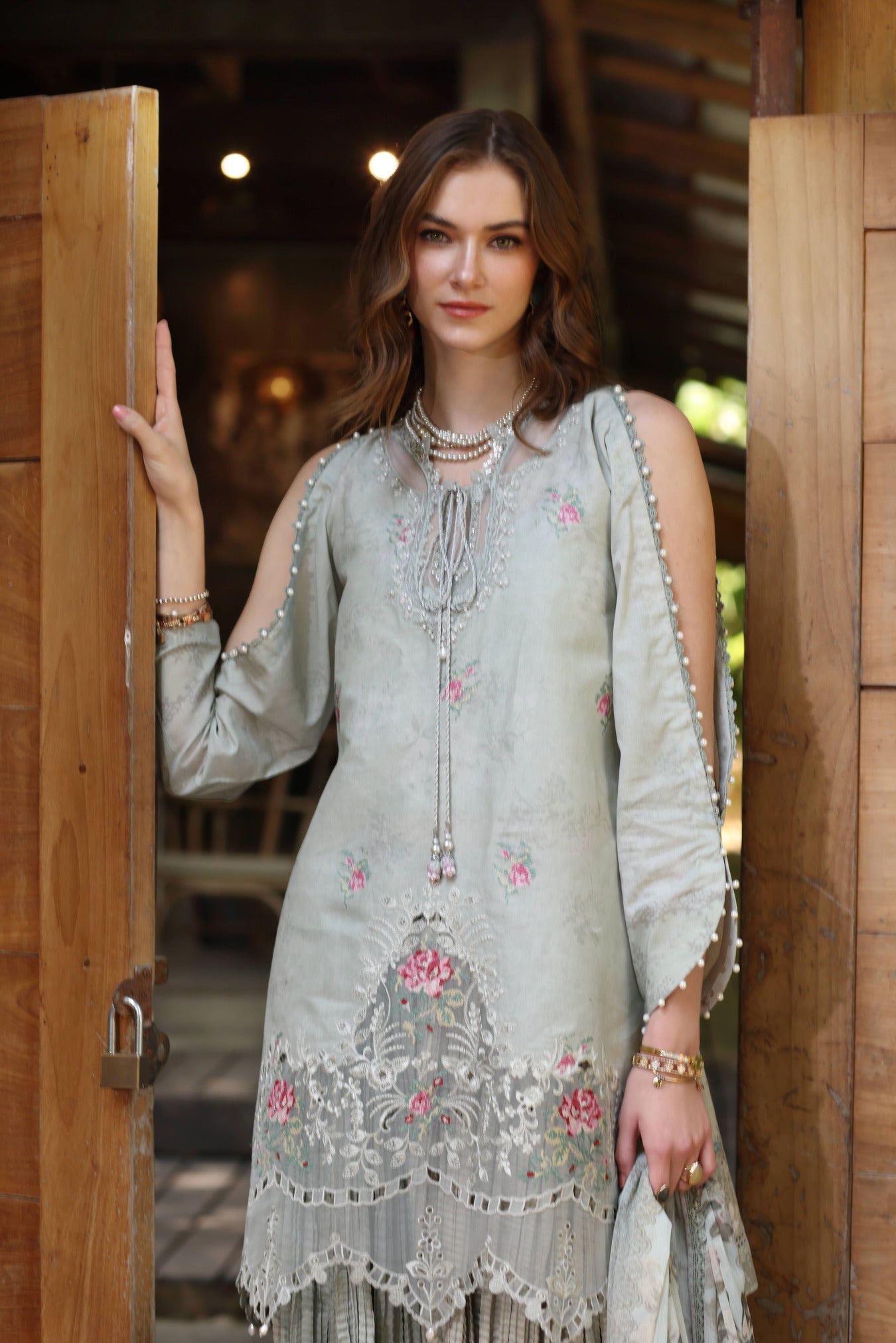 Noor by Saadia Asad | Eid Luxe Printedkari | D2-A M Mint Lawn