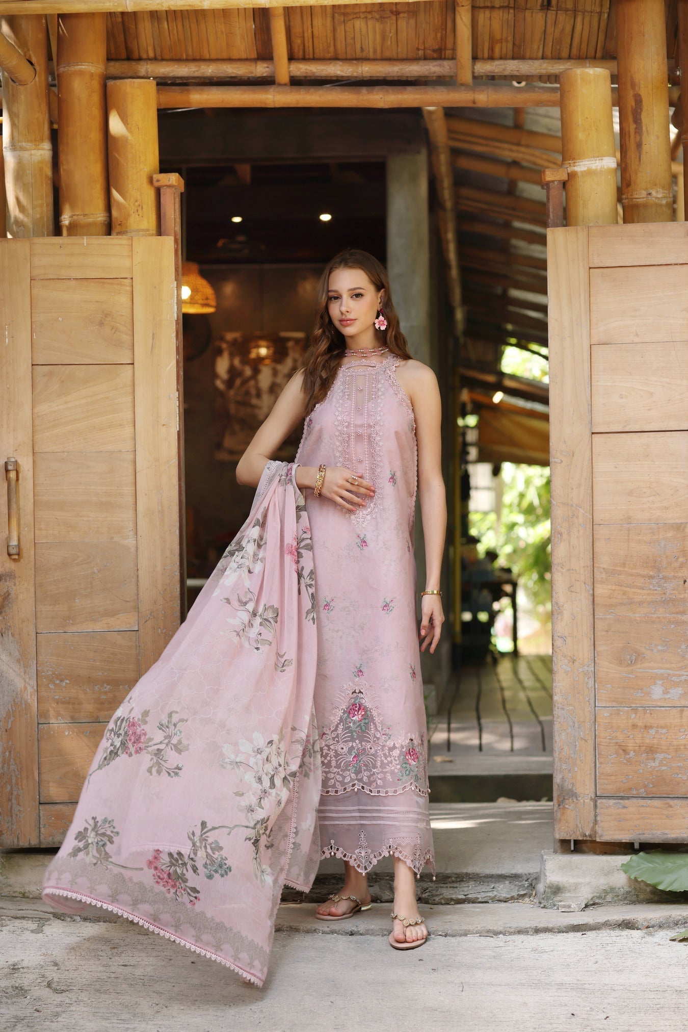 Noor by Saadia Asad | Eid Luxe Printedkari | D2-B S Blush Pink Lawn