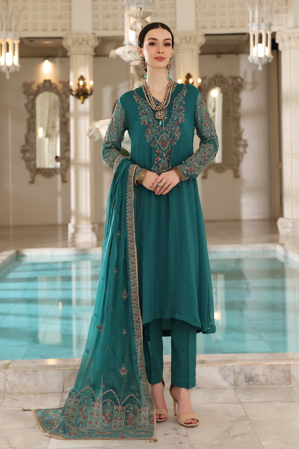 Chinyere | Formal Wedding Exclusive | Deep Sea (AA5393) M Sea Green Chiffon