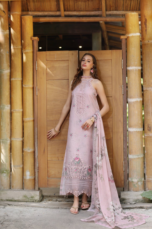 Noor by Saadia Asad | Eid Luxe Printedkari | D2-B XS Blush Pink Lawn