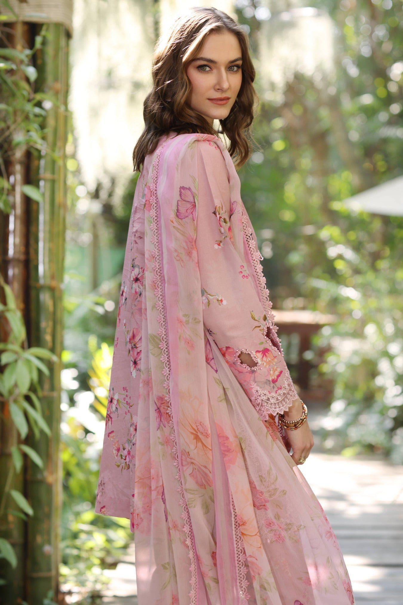 Noor by Saadia Asad | Eid Luxe Printedkari | D8-A M Brownish Pink Lawn