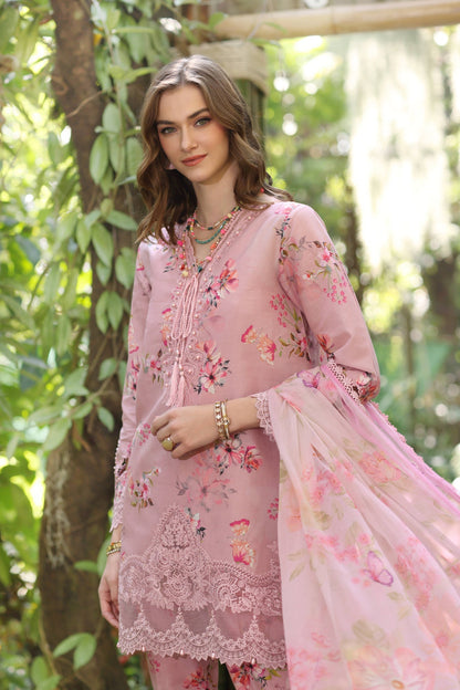 Noor by Saadia Asad | Eid Luxe Printedkari | D8-A L Brownish Pink Lawn