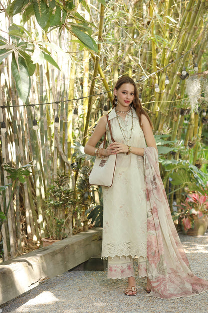 Noor by Saadia Asad | Eid Luxe Printedkari | D5-B S Ivory Lawn