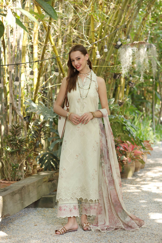 Noor by Saadia Asad | Eid Luxe Printedkari | D5-B XS Ivory Lawn
