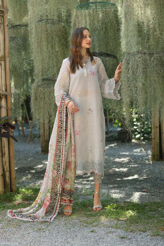 Noor by Saadia Asad | Eid Luxe Printedkari | D10-A XS Gray Lawn