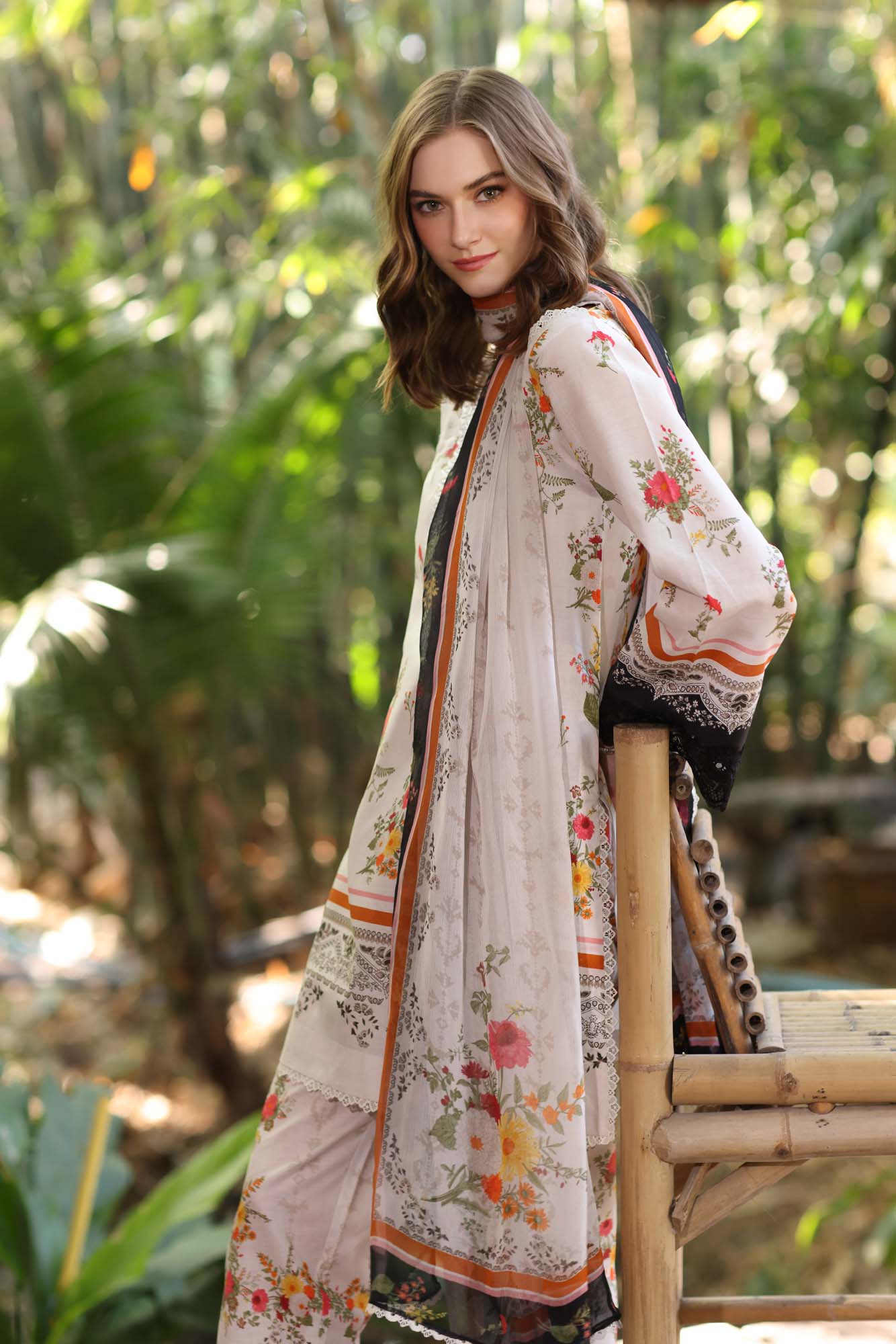 Noor by Saadia Asad | Eid Luxe Printedkari | D4-B M Off White Lawn