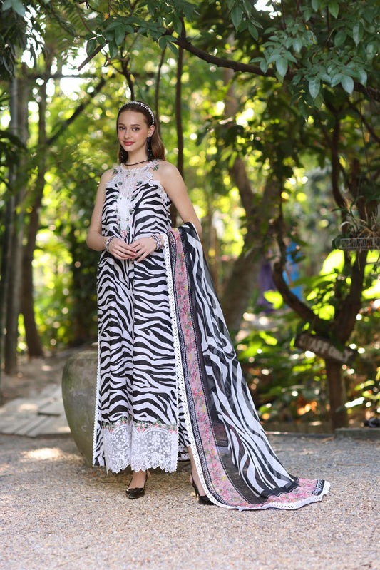 Noor by Saadia Asad | Eid Luxe Printedkari | D1-B XS White Lawn