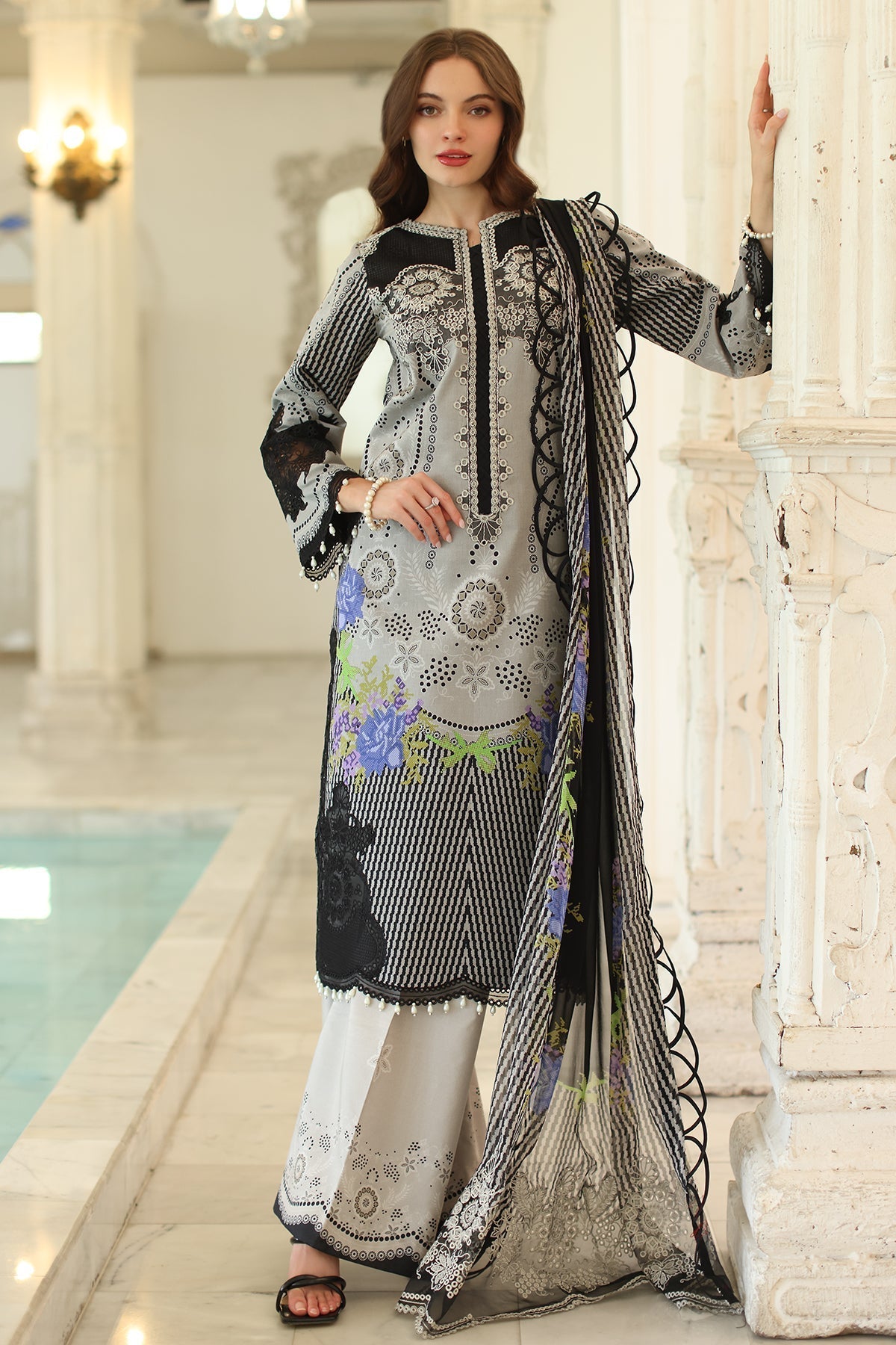 Charizma | Aniq Lawn Collection | AN5-02 XS Gray Lawn