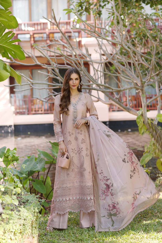 Noor by Saadia Asad | Eid Luxury Laserkari 25 | D6-B XS Taupe Lawn