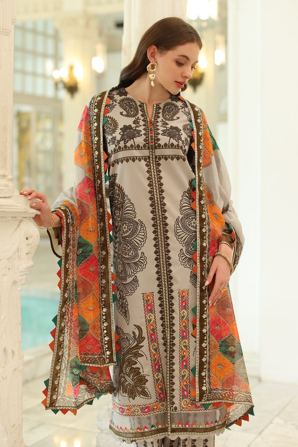 Charizma | Aniq Lawn Collection | AN5-08 XL Beige Lawn