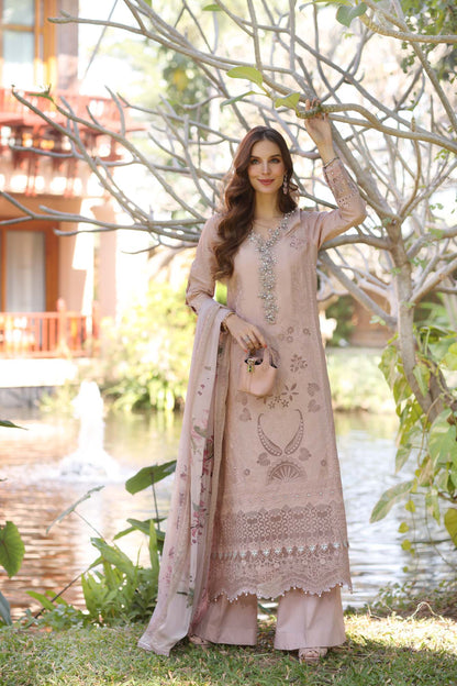 Noor by Saadia Asad | Eid Luxury Laserkari 25 | D6-B M Taupe Lawn