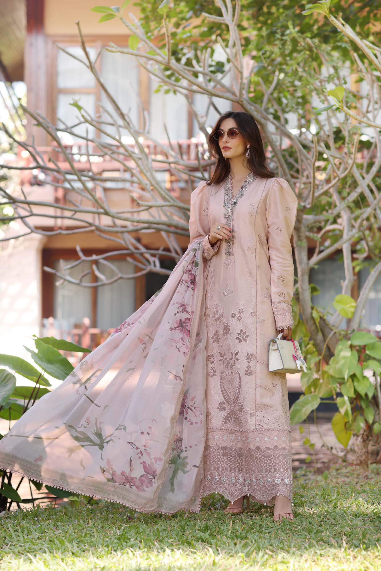 Noor by Saadia Asad | Eid Luxury Laserkari 25 | D6-B L Taupe Lawn