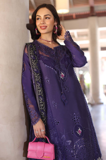 Noor by Saadia Asad | Eid Luxury Laserkari 25 | D4-B L Deep Purple Lawn