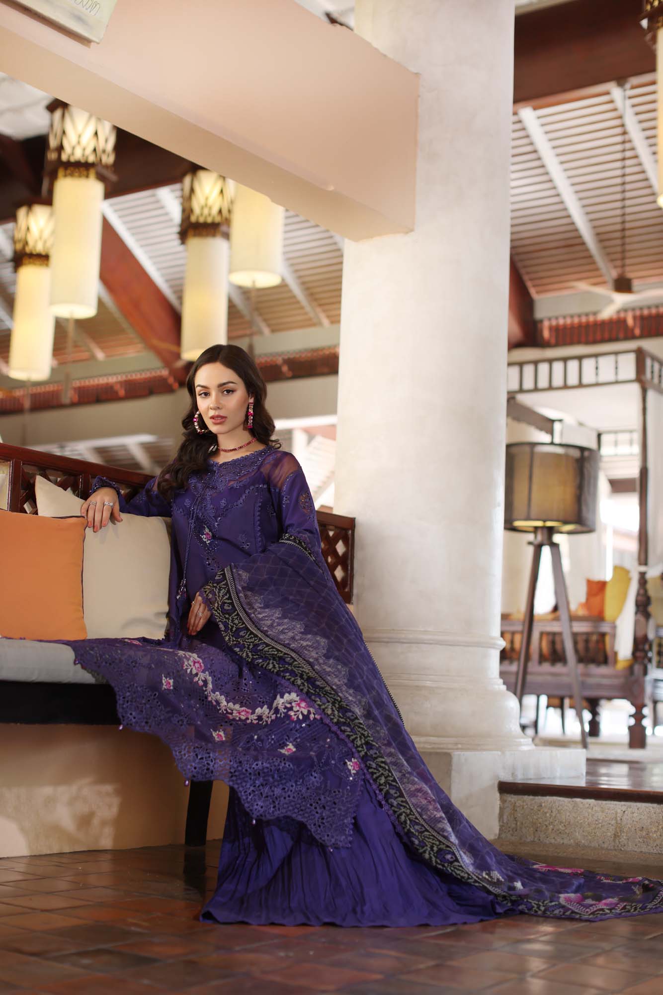 Noor by Saadia Asad | Eid Luxury Laserkari 25 | D4-B M Deep Purple Lawn