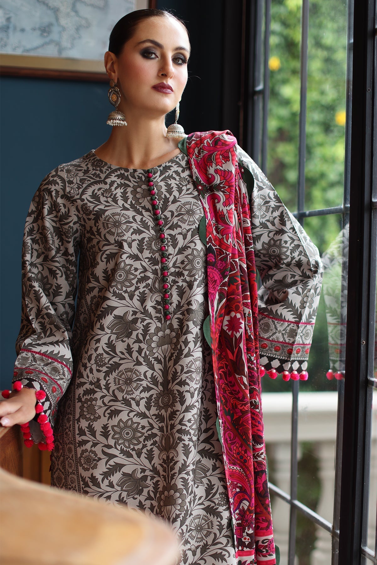 Charizma | C Prints Winter 25 | 3-PC Unstitched Printed Linen Collection CPW5-09 - Pakistani Designer Dress - by Charizma - Type : Ladies Clothes - 100% Original at Saira Sultan