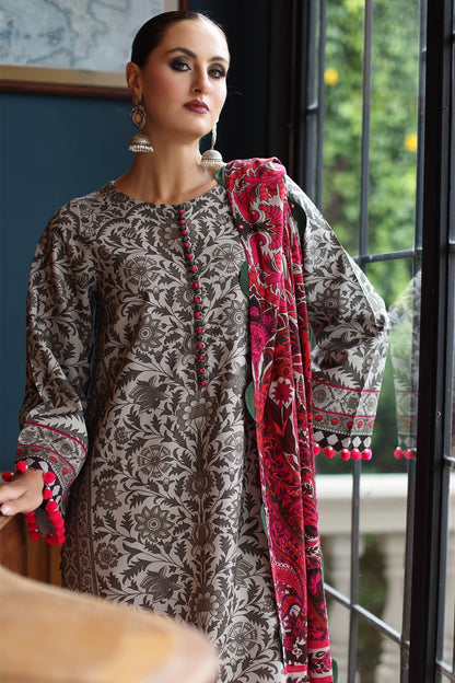 Charizma | C Prints Winter 25 | 3-PC Unstitched Printed Linen Collection CPW5-09 - Pakistani Designer Dress - by Charizma - Type : Ladies Clothes - 100% Original at Saira Sultan