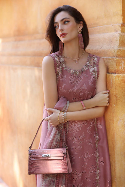 Noor by Saadia Asad | Eid Luxury Laserkari 25 | D10-B M Brownish Pink Lawn