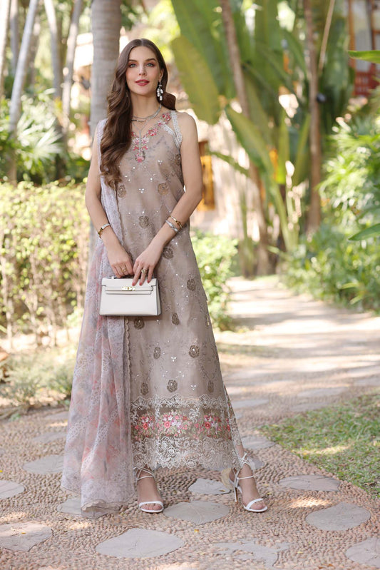 Noor by Saadia Asad | Eid Luxury Laserkari 25 | D8-B XS Taupe Lawn
