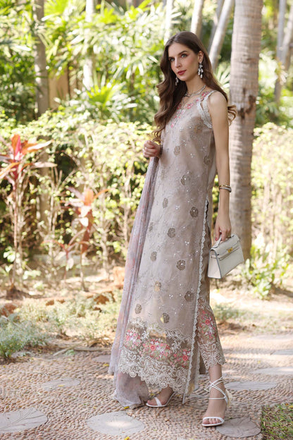 Noor by Saadia Asad | Eid Luxury Laserkari 25 | D8-B S Taupe Lawn