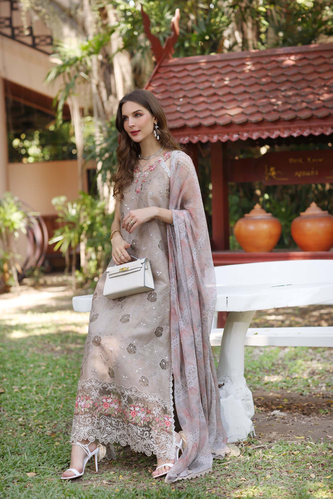 Noor by Saadia Asad | Eid Luxury Laserkari 25 | D8-B L Taupe Lawn