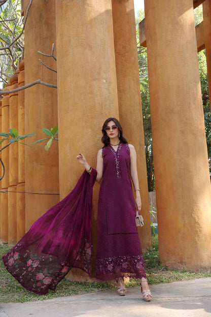 Noor by Saadia Asad | Eid Luxury Laserkari 25 | D2-A S Plum Lawn