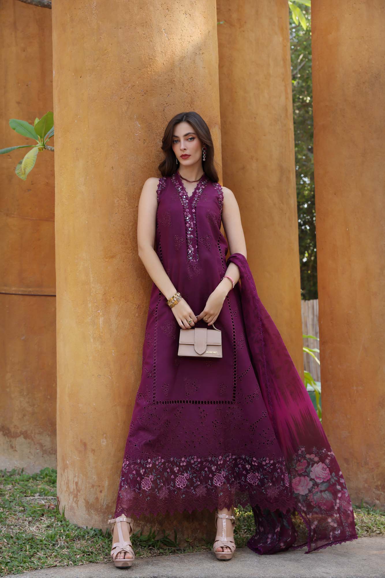 Noor by Saadia Asad | Eid Luxury Laserkari 25 | D2-A XS Plum Lawn