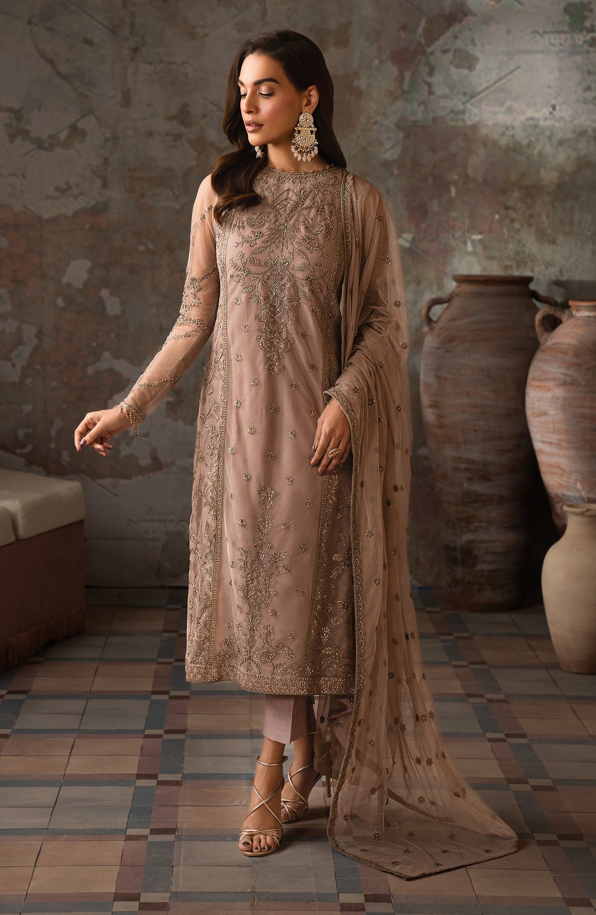 Zarif | Emirah Formals | ZEF 04 AURORA XL Beige Net
