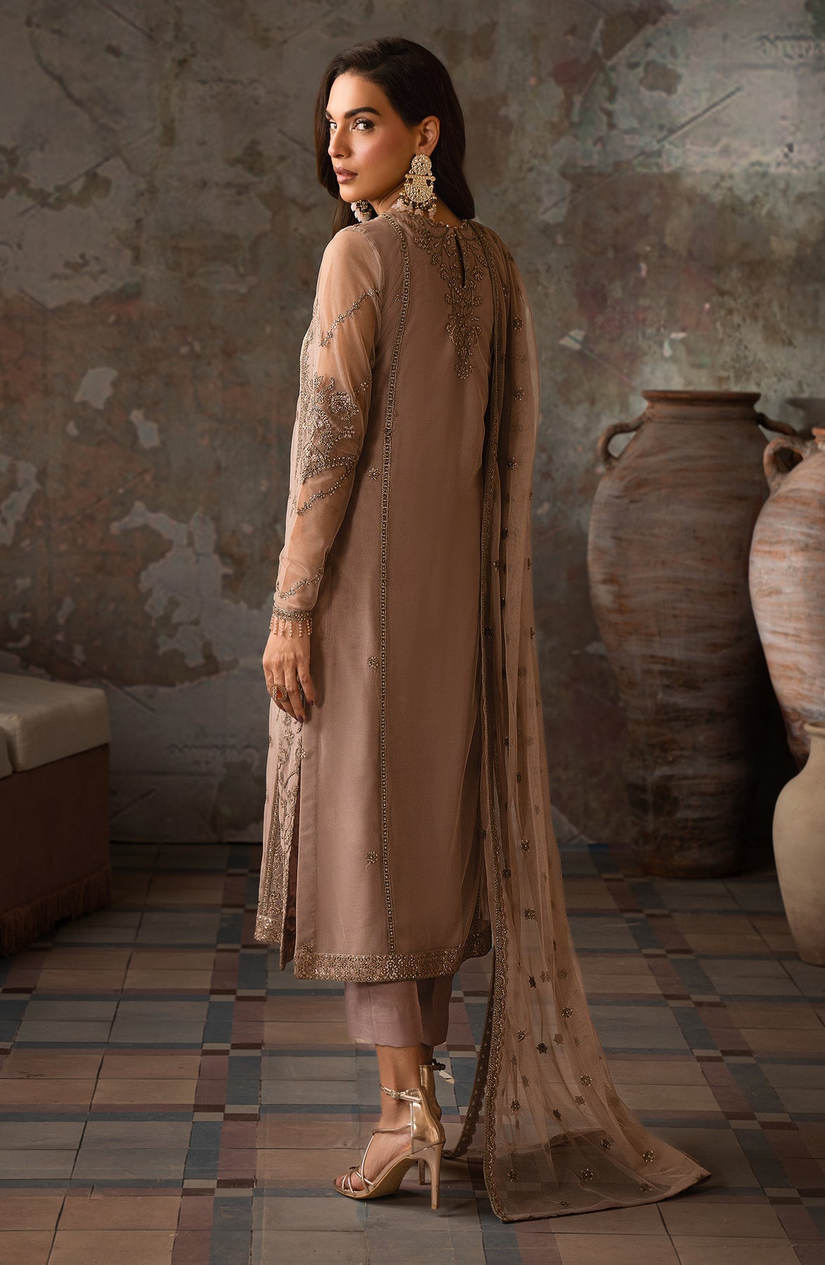 Zarif | Emirah Formals | ZEF 04 AURORA S Beige Net