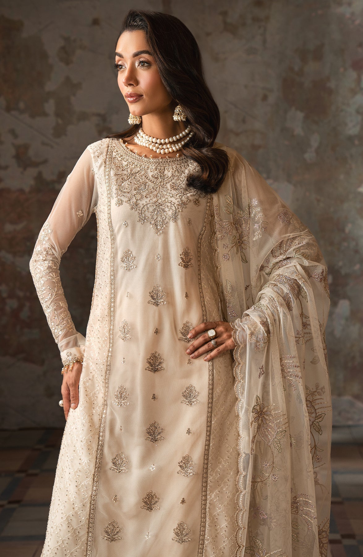 Zarif | Emirah Formals | ZEF 06 MEERA M Ivory Net