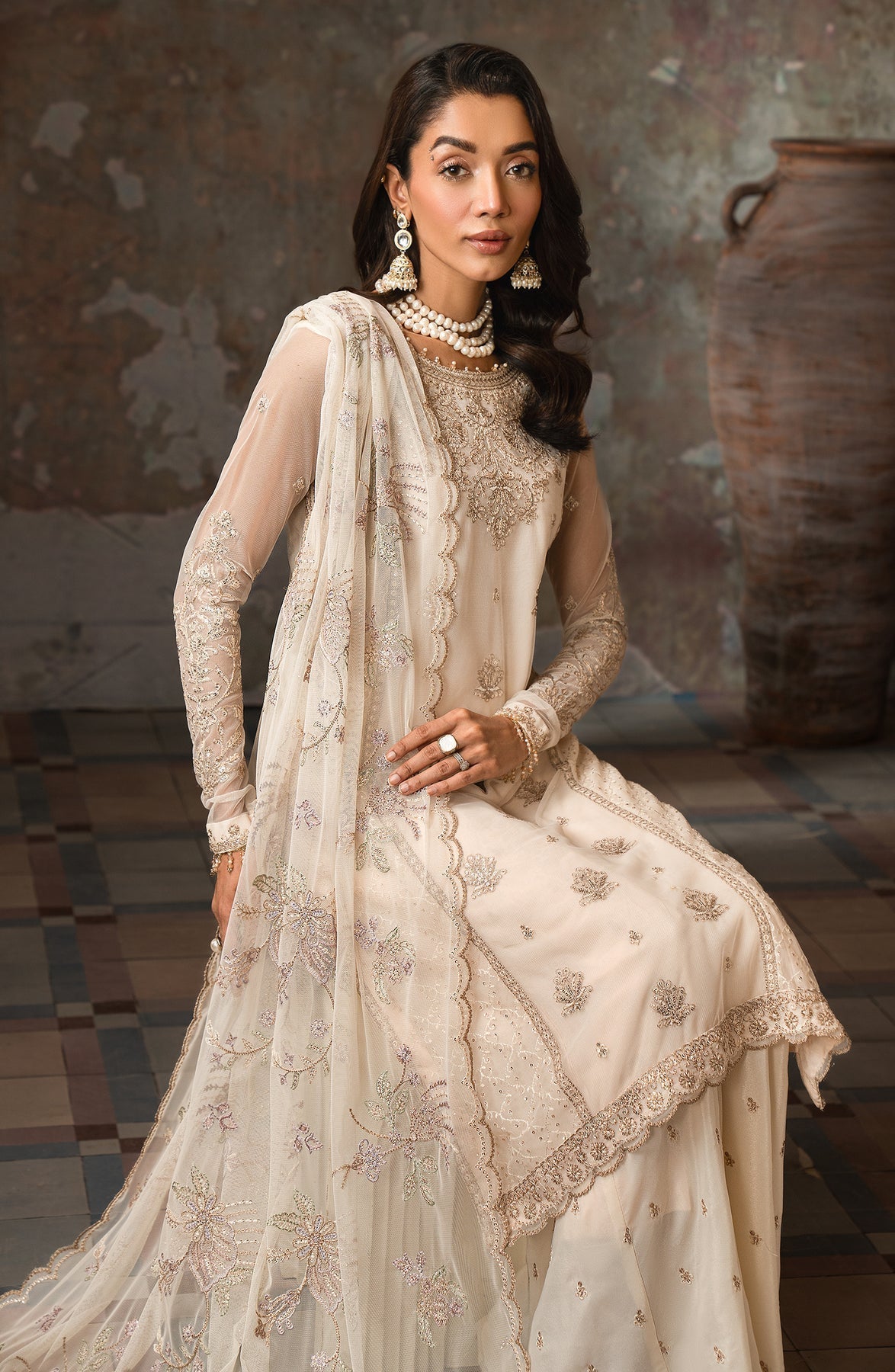 Zarif | Emirah Formals | ZEF 06 MEERA XL Ivory Net