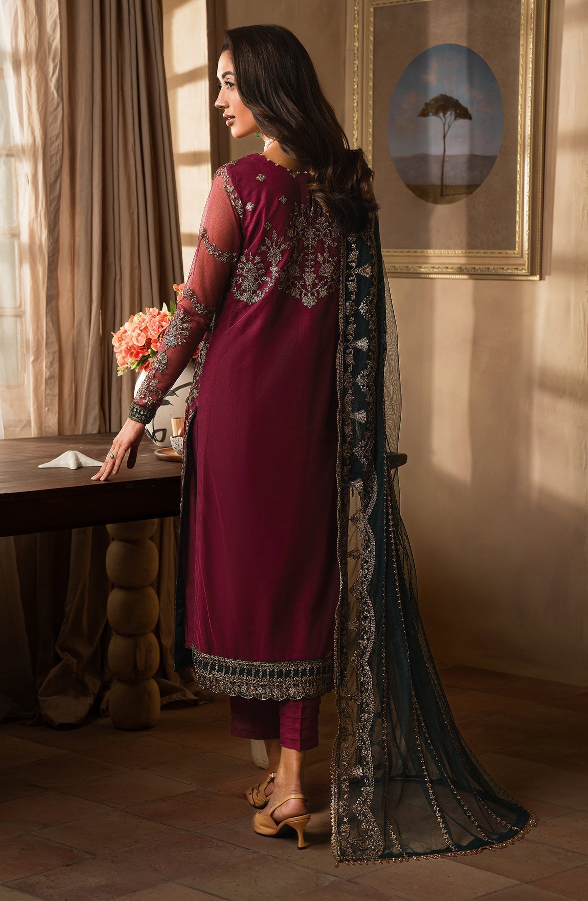 Zarif | Emirah Formals | ZEF 08 HAYAL S Wine Berry Net
