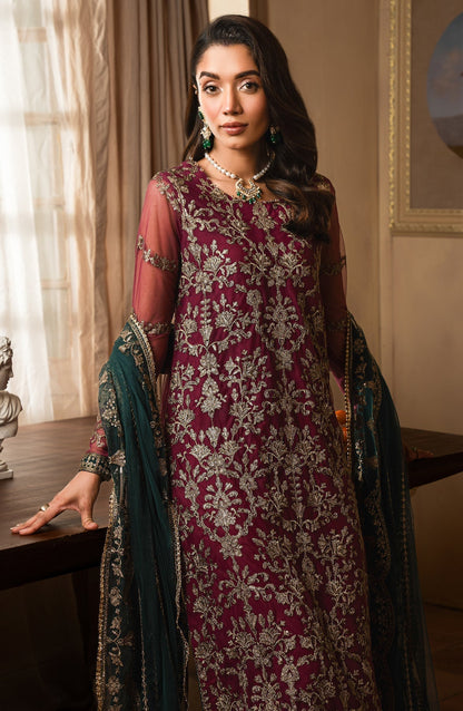 Zarif | Emirah Formals | ZEF 08 HAYAL M Wine Berry Net