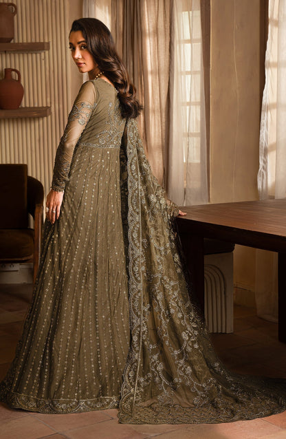 Zarif | Emirah Formals | ZEF 07 JAZAB M Mehndi Green Net