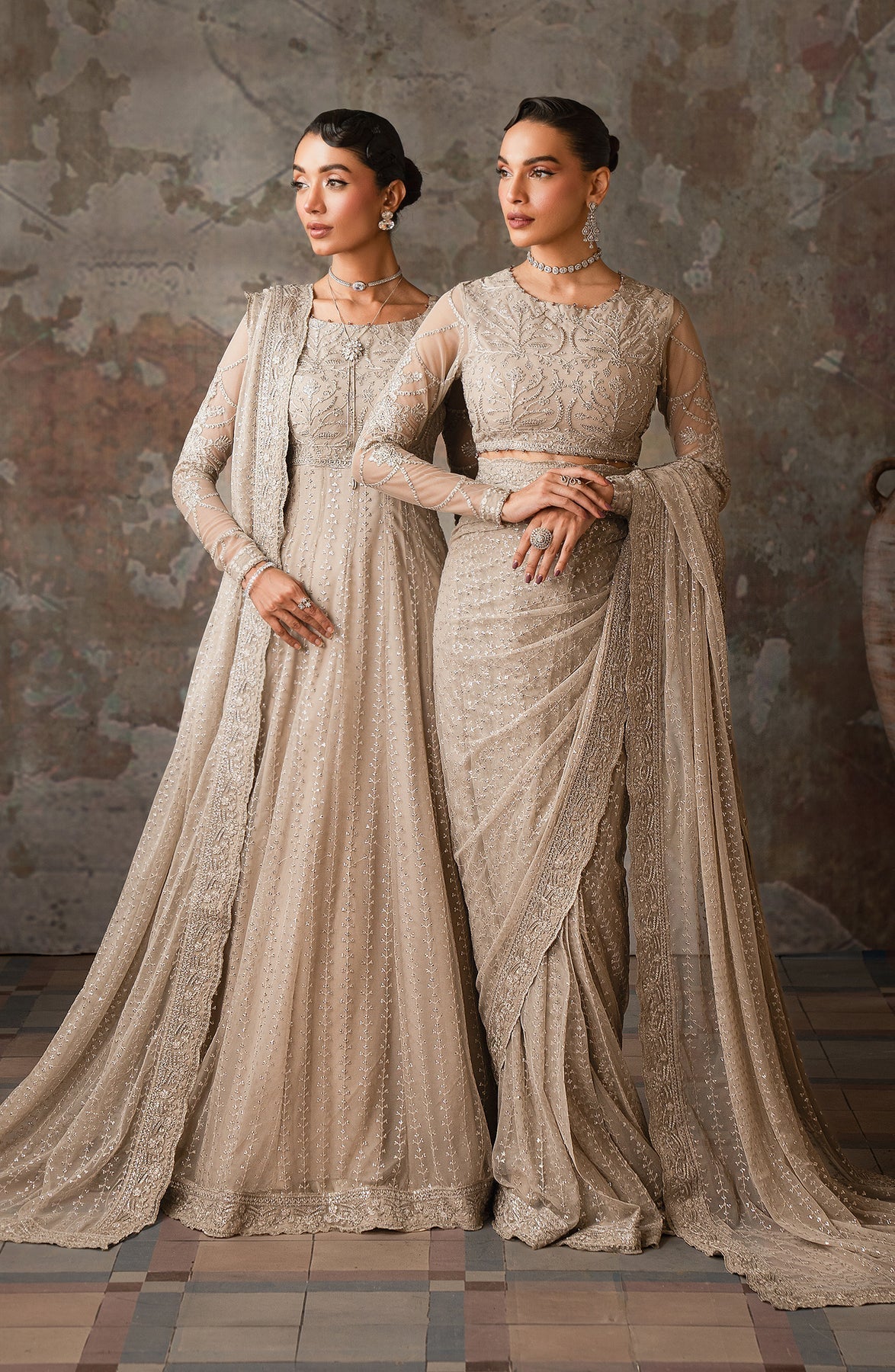 Zarif | Emirah Formals | ZEF 02 BREEZE S Beige Net