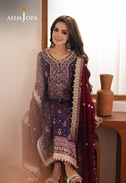 Asim Jofa | Heeriye Formals | AJHE-01 Custom Size Plum Chiffon