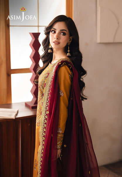 Asim Jofa | Heeriye Formals | AJHE-07 XL Mustard Jumbo Silk