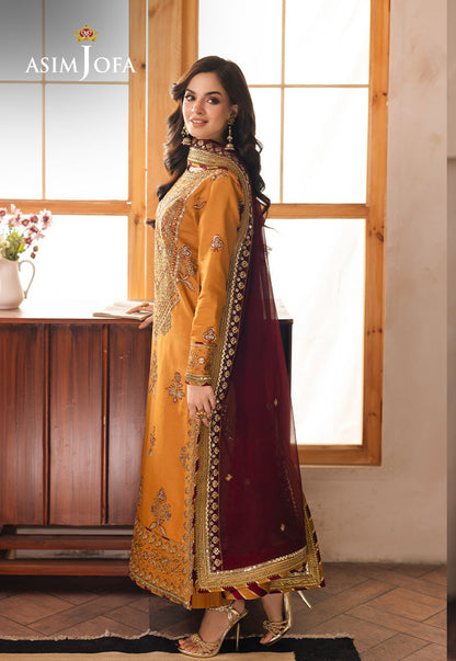 Asim Jofa | Heeriye Formals | AJHE-07 Custom Size Mustard Jumbo Silk