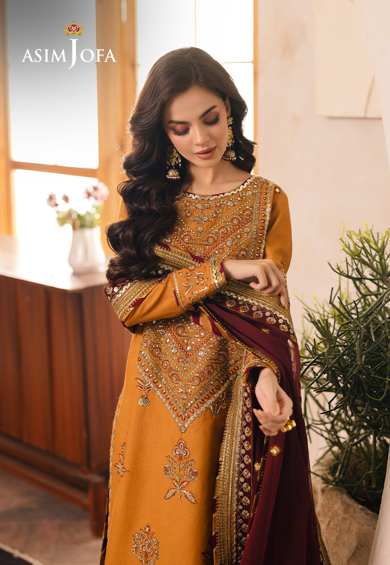 Asim Jofa | Heeriye Formals | AJHE-07 L Mustard Jumbo Silk