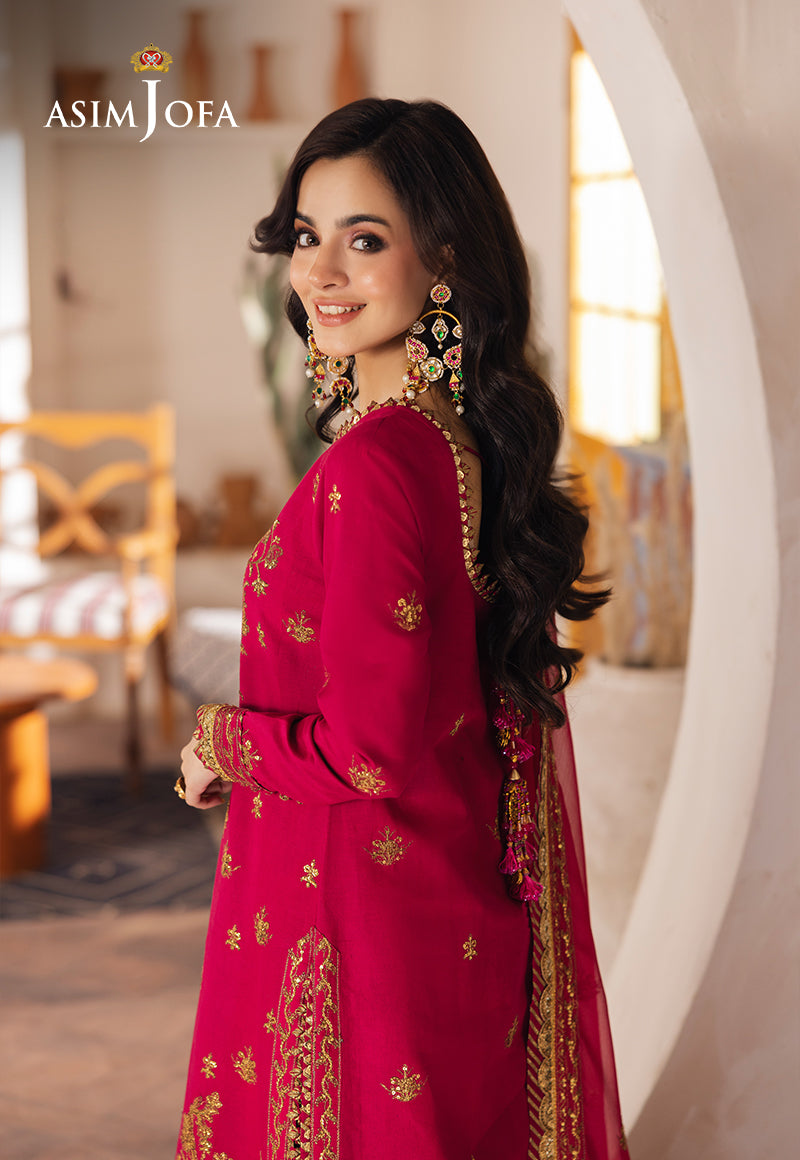 Asim Jofa | Heeriye Formals | AJHE-08 XL Magenta Jumbo Silk
