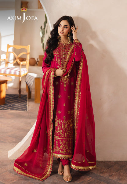 Asim Jofa | Heeriye Formals | AJHE-08 XS Magenta Jumbo Silk