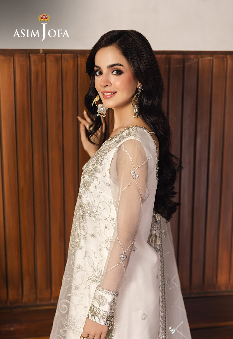 Asim Jofa | Heeriye Formals | AJHE-03 Custom Size White Organza