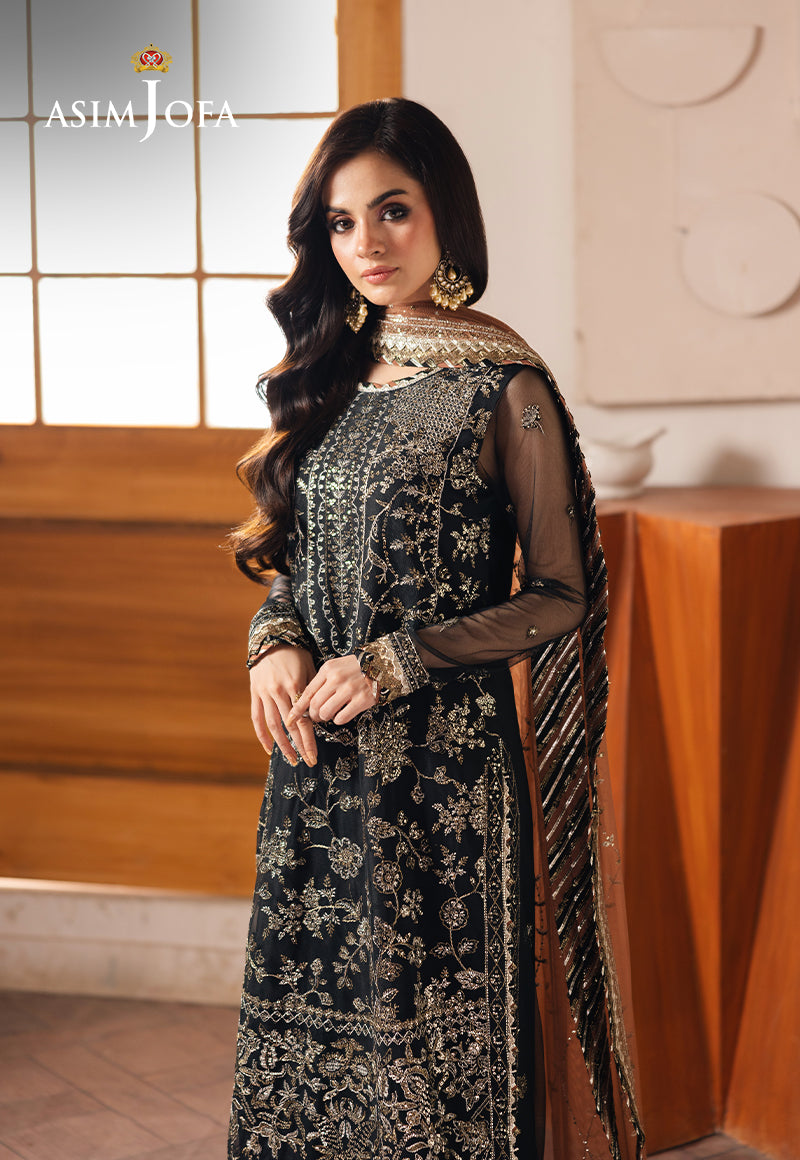Asim Jofa | Heeriye Formals | AJHE-05 XL Black Net