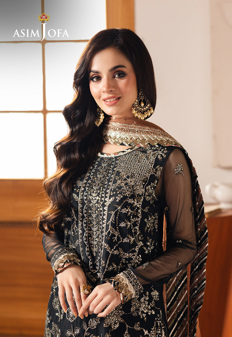 Asim Jofa | Heeriye Formals | AJHE-05 M Black Net