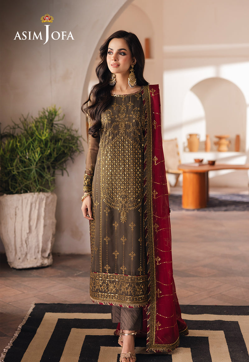 Asim Jofa | Heeriye Formals | AJHE-06 XS Brown Chiffon