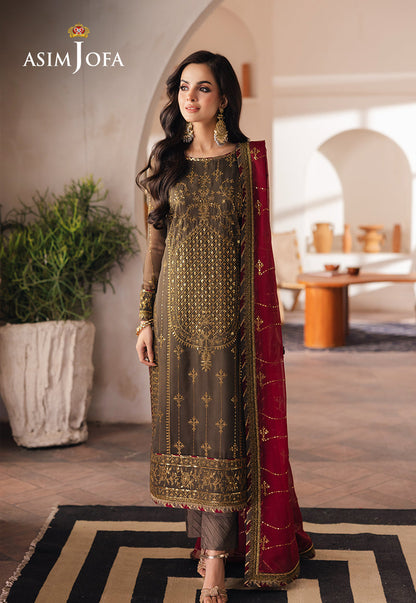 Asim Jofa | Heeriye Formals | AJHE-06 XS Brown Chiffon