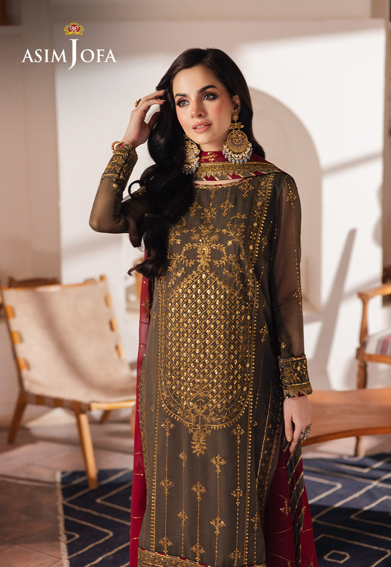 Asim Jofa | Heeriye Formals | AJHE-06 XL Brown Chiffon