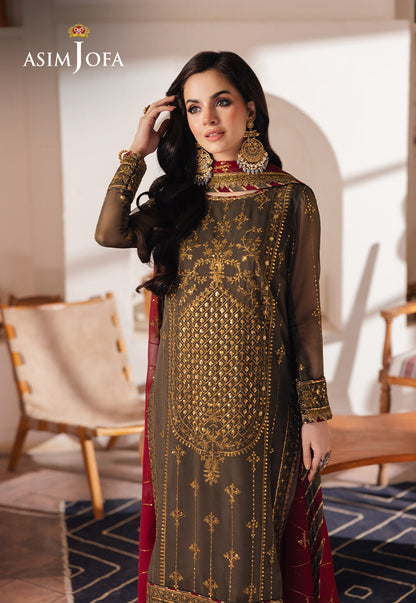 Asim Jofa | Heeriye Formals | AJHE-06 XL Brown Chiffon